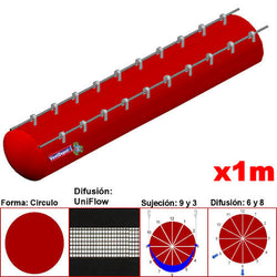 MXUFW-5001, 74"Ø, 79912 a 119869m3/hr, Difusión UniFlow, Rojo Claro, Sujeción 9 y 3, Difusión 6 y 8, Longitud 1 m., 0.44 kg, Dimensiones con Empaque: 190X190X10 cm, Tiempo de Entrega: 0 a 10 Días hábiles, $2053.22 MXN