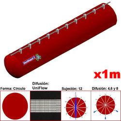 MXUFW-0401, 10"Ø, 1459 a 2189m3/hr, Difusión UniFlow, Rojo Oscuro, Sujeción 12, Difusión  4,6 y 8, Longitud 1 m., 0.12 kg, Dimensiones con Empaque: 30X30X10 cm, Tiempo de Entrega: 0 a 10 Días hábiles, $669.68 MXN