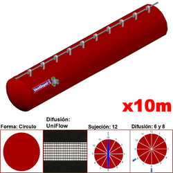 MXUFW-0400, 10"Ø, 1459 a 2189m3/hr, Difusión UniFlow, Rojo Oscuro, Sujeción 12, Difusión 6 y 8, Longitud 10 m., 1.2 kg, Dimensiones con Empaque: 30X30X55 cm, Tiempo de Entrega: 0 a 10 Días hábiles, $2143.20 MXN