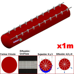 MXUFW-4001, 60"Ø, 52536 a 78803m3/hr, Difusión UniFlow, Rojo Oscuro, Sujeción 9 y 3, Difusión  4,6 y 8, Longitud 1 m., 0.37 kg, Dimensiones con Empaque: 155X155X10 cm, Tiempo de Entrega: 0 a 10 Días hábiles, $1755.09 MXN
