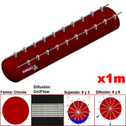 MXUFW-1701, 28"Ø, 11441 a 17162m3/hr, Difusión UniFlow, Rojo Vino, Sujeción 9 y 3, Difusión 6 y 8, Longitud 1 m., 0.21 kg, Dimensiones con Empaque: 75X75X10 cm, Tiempo de Entrega: 0 a 10 Días hábiles, $1096.79 MXN