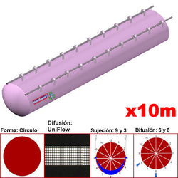 MXUFW-4300, 64"Ø, 59774 a 89661m3/hr, Difusión UniFlow, Rosa Pastel, Sujeción 9 y 3, Difusión 6 y 8, Longitud 10 m., 3.9 kg, Dimensiones con Empaque: 165X165X55 cm, Tiempo de Entrega: 0 a 10 Días hábiles, $10061.12 MXN