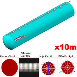 MXUFW-0800, 16"Ø, 3736 a 5604m3/hr, Difusión UniFlow, Turquesa, Sujeción 12, Difusión 4 y 8, Longitud 10 m., 1.5 kg, Dimensiones con Empaque: 45X45X55 cm, Tiempo de Entrega: 0 a 10 Días hábiles, $2926.84 MXN