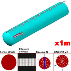 MXUFW-0801, 16"Ø, 3736 a 5604m3/hr, Difusión UniFlow, Turquesa, Sujeción 12, Difusión 6 y 8, Longitud 1 m., 0.15 kg, Dimensiones con Empaque: 45X45X10 cm, Tiempo de Entrega: 0 a 10 Días hábiles, $820.70 MXN