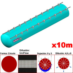 MXUFW-2100, 34"Ø, 16870 a 25305m3/hr, Difusión UniFlow, Turquesa, Sujeción 9 y 3, Difusión  4,6 y 8,  Longitud 10 m., 2.4 kg, Dimensiones con Empaque: 90X90X55 cm, Tiempo de Entrega: 0 a 10 Días hábiles, $5582.51 MXN