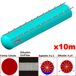 MXUFW-4400, 66"Ø, 63568 a 95352m3/hr, Difusión UniFlow, Turquesa, Sujeción 9 y 3, Difusión 4 y 8, Longitud 10 m., 4.0 kg, Dimensiones con Empaque: 170X170X55 cm, Tiempo de Entrega: 0 a 10 Días hábiles, $10351.61 MXN