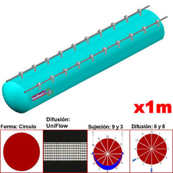 MXUFW-4401, 66"Ø, 63568 a 95352m3/hr, Difusión UniFlow, Turquesa, Sujeción 9 y 3, Difusión 6 y 8, Longitud 1 m., 0.4 kg, Dimensiones con Empaque: 170X170X10 cm, Tiempo de Entrega: 0 a 10 Días hábiles, $1906.65 MXN