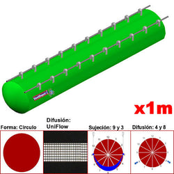 MXUFW-5101, 76"Ø, 84290 a 126436m3/hr, Difusión UniFlow, Verde Limón, Sujeción 9 y 3, Difusión 4 y 8, Longitud 1 m., 0.45 kg, Dimensiones con Empaque: 195X195X10 cm, Tiempo de Entrega: 0 a 10 Días hábiles, $2089.55 MXN