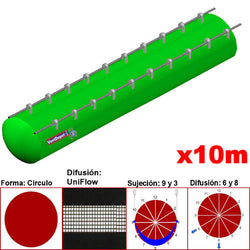 MXUFW-2800, 44"Ø, 28252 a 42379m3/hr, Difusión UniFlow, Verde Limón, Sujeción 9 y 3, Difusión 6 y 8, Longitud 10 m., 2.9 kg, Dimensiones con Empaque: 115X115X55 cm, Tiempo de Entrega: 0 a 10 Días hábiles, $6246.58 MXN