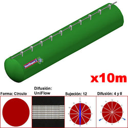 MXUFW-0500, 12"Ø, 2101 a 3152m3/hr, Difusión UniFlow, Verde Pasto, Sujeción 12, Difusión 4 y 8, Longitud 10 m., 1.3 kg, Dimensiones con Empaque: 35X35X55 cm, Tiempo de Entrega: 0 a 10 Días hábiles, $2384.20 MXN