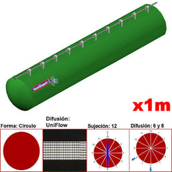 MXUFW-0501, 12"Ø, 2101 a 3152m3/hr, Difusión UniFlow, Verde Pasto, Sujeción 12, Difusión 6 y 8, Longitud 1 m., 0.13 kg, Dimensiones con Empaque: 35X35X10 cm, Tiempo de Entrega: 0 a 10 Días hábiles, $699.80 MXN