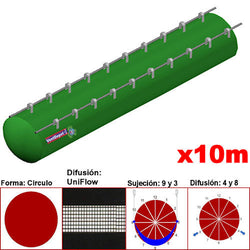 MXUFW-4100, 62"Ø, 56096 a 84144m3/hr, Difusión UniFlow, Verde Pasto, Sujeción 9 y 3, Difusión 4 y 8, Longitud 10 m., 3.8 kg, Dimensiones con Empaque: 160X160X55 cm, Tiempo de Entrega: 0 a 10 Días hábiles, $9731.22 MXN