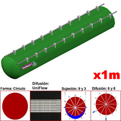 MXUFW-4101, 62"Ø, 56096 a 84144m3/hr, Difusión UniFlow, Verde Pasto, Sujeción 9 y 3, Difusión 6 y 8, Longitud 1 m., 0.38 kg, Dimensiones con Empaque: 160X160X10 cm, Tiempo de Entrega: 0 a 10 Días hábiles, $1774.72 MXN