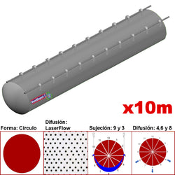 MXMPS-3900, 60"Ø, 52536 a 78803m3/hr, Difusión LaserFlow, Gris Perla, Sujeción 9 y 3, Difusión 4,6 y 8, Longitud 10 m., 3.7 kg, Dimensiones con Empaque: 155X155X55 cm, Tiempo de Entrega: 0 a 10 Días hábiles, $10398.99 MXN