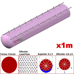 MXMPS-4301, 64"Ø, 59774 a 89661m3/hr, Difusión LaserFlow, Rosa Pastel, Sujeción 9 y 3, Difusión  4,6 y 8, Longitud 1 m., 0.39 kg, Dimensiones con Empaque: 165X165X10 cm, Tiempo de Entrega: 0 a 10 Días hábiles, $2002.41 MXN