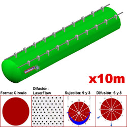 MXMPS-2800, 44"Ø, 28252 a 42379m3/hr, Difusión LaserFlow, Verde Limón, Sujeción 9 y 3, Difusión 6 y 8, Longitud 10 m., 2.9 kg, Dimensiones con Empaque: 115X115X55 cm, Tiempo de Entrega: 0 a 10 Días hábiles, $7809.49 MXN