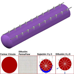 $19995.33 - 68"Ø, 67479 a 101219m3/hr, Difusión PermaFlow, Lila, Sujeción 9 y 3, Difusión 6 y 8, Longitud 10 m., MXAHS-4600, Empaque: 175X175X55 cm, 4.1kg, Envío: 10 Días
