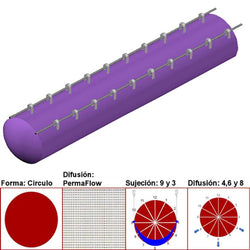 $19995.33 - 68"Ø, 67479 a 101219m3/hr, Difusión PermaFlow, Lila, Sujeción 9 y 3, Difusión  4,6 y 8, Longitud 10 m., MXAHS-4602, Empaque: 175X175X55 cm, 4.1kg, Envío: 10 Días