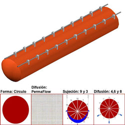$21120.11 - 72"Ø, 75651 a 113477m3/hr, Difusión PermaFlow, Naranja, Sujeción 9 y 3, Difusión  4,6 y 8, Longitud 10 m., MXAHS-4800, Empaque: 185X185X55 cm, 4.3kg, Envío: 10 Días