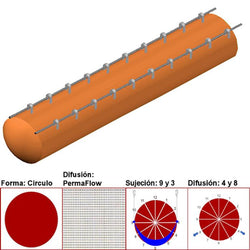 $19995.33 - 68"Ø, 67479 a 101219m3/hr, Difusión PermaFlow, Naranja Claro, Sujeción 9 y 3, Difusión 4 y 8, Longitud 10 m., MXAHS-4502, Empaque: 175X175X55 cm, 4.1kg, Envío: 10 Días
